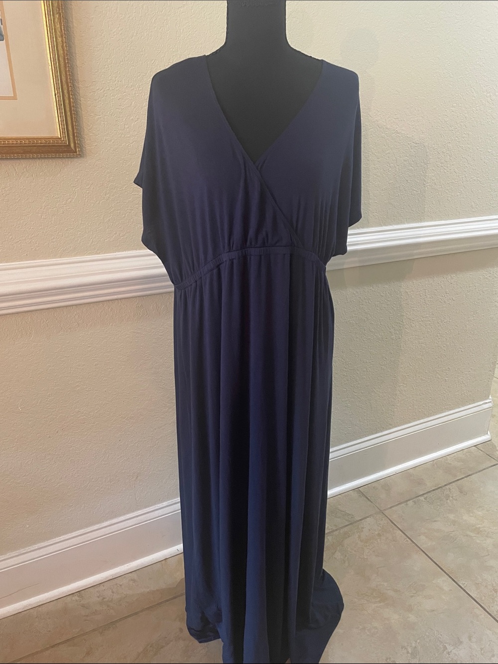 Amazon Essentials Navy Wrap-Front Maxi Dress for Women